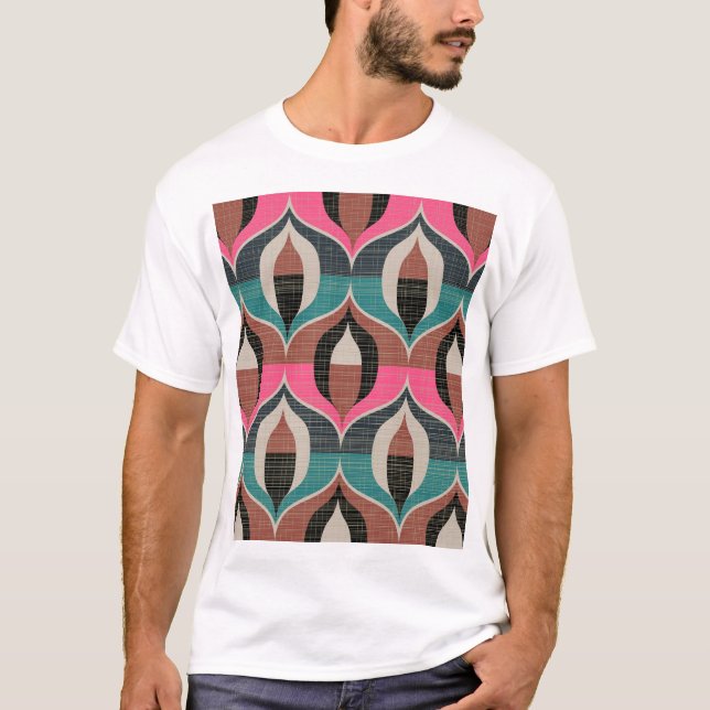 Retro 60 Stil sjölösa Mönster T Shirt (Framsida)