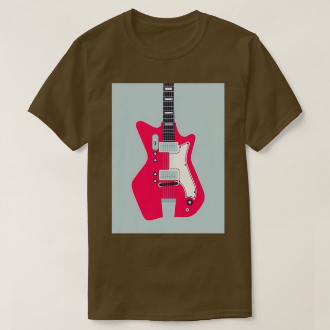 Retro 60 Surfa Sten Electric Guitar Grått T Shirt (Design framsida)