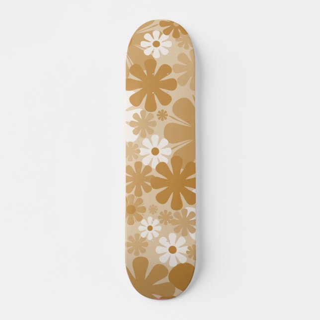 Retro 60-tal, 70-tal, estetiskt Blommönster Mini Skateboard Bräda 18,5 Cm (Framsida)