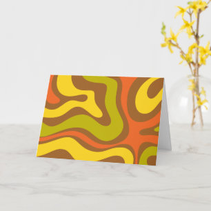 Retro 60-tal 70-tal flytande Swirl Abstrakt Mönste Kort