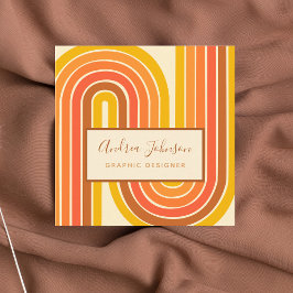 Retro 60-tal 70-tal Geometric Rainbow 60 Vinkarare Fyrkantigt Visitkort