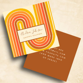 Retro 60-tal 70-tal Geometric Rainbow 60 Vinkarare Fyrkantigt Visitkort