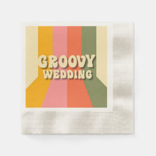 Retro 60-tal 70-tal Hippie Groovy Rand Bröllop Pappersservett