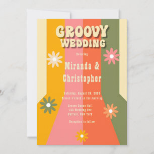 Retro 60-tal 70-tal Hippie Rand Flower Groovy Bröl Inbjudningar