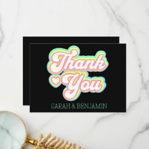 Retro 60-tal, 70-tal Personlig Bröllop Namn Tack Kort