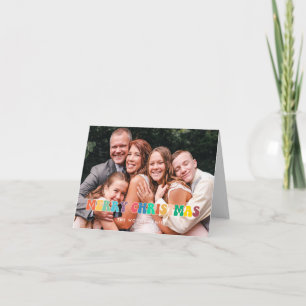 Retro 60-tal-familjfoto för Hippie Roligt God jul Helgkort