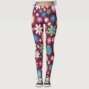 Retro 60-tal Flower Mönster Leggings