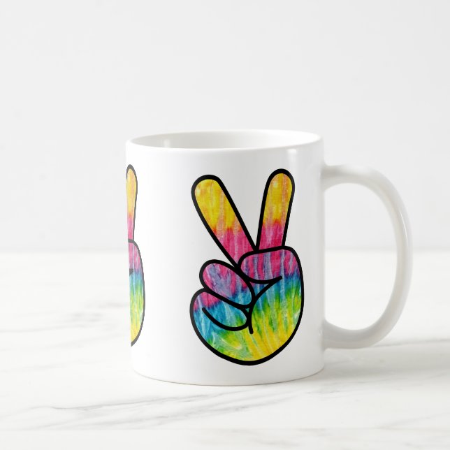 Retro 60-tal Hippy Fredstecken Psychedelic Kaffemugg (Höger)