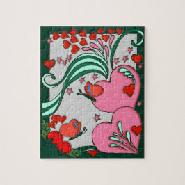 Retro 60-taldesign för hjärtor pussel