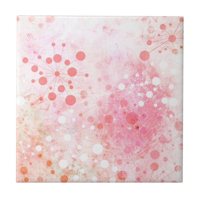 Retro 60-taldesign för vattenfärg i rosor kakelplatta (Framsidan)