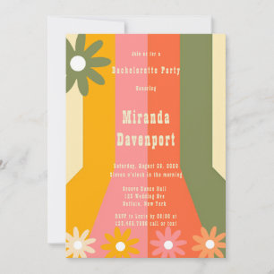Retro 60-talet 70-tal Groovy Rand Bachelorette Par Inbjudningar