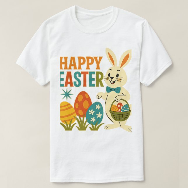 Retro 60-talet Glad påsk Bunny-2025 T Shirt (Design framsida)