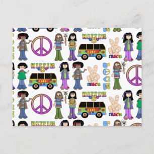 Retro 60-talet Hippie Kärlek Peace Vykort