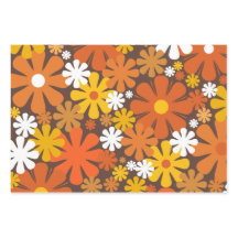 Retro 60-talets 70-talets Orange för Blommönster o