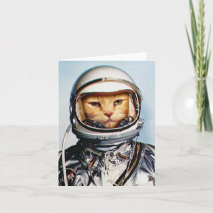 Retro 60-talets astronaut-katt kort