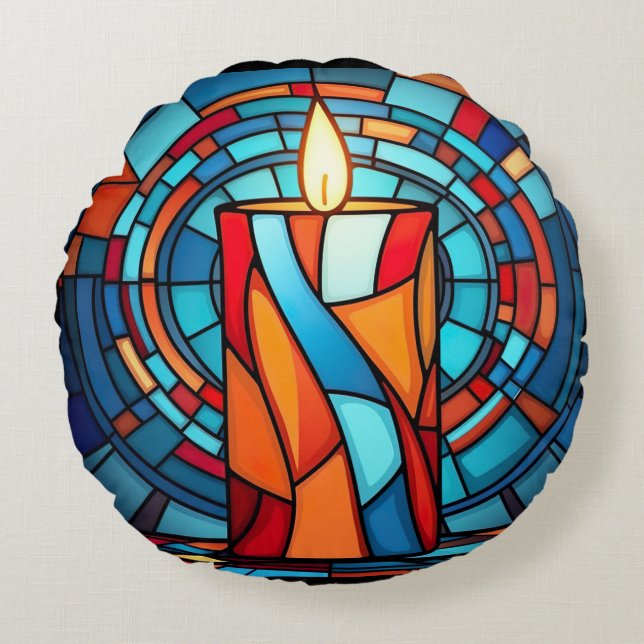 Retro 60-talets julljus rund kudde (Framsidan)