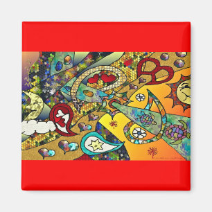 Retro 60-talets Psychedelic Cycle of Life Gifts Ap Magnet