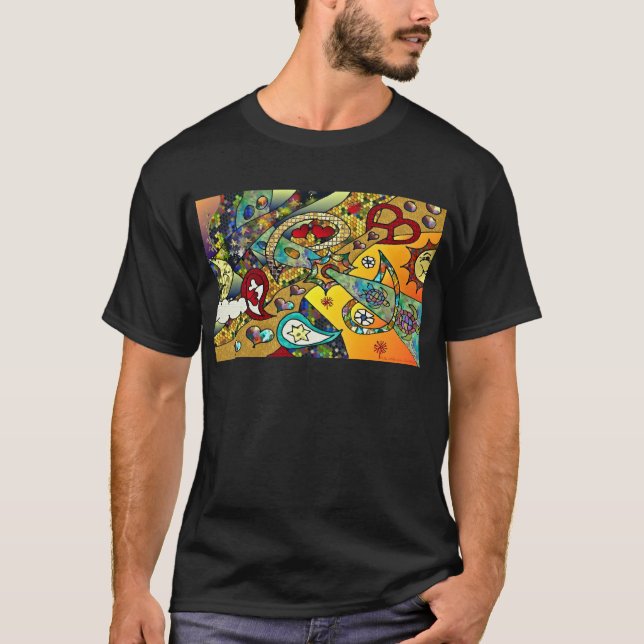Retro 60-talets Psychedelic Cycle of Life Gifts Ap Tee Shirt (Framsida)
