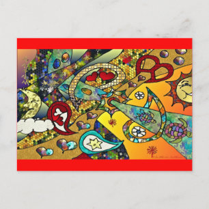 Retro 60-talets Psychedelic Cycle of Life Gifts Ap Vykort