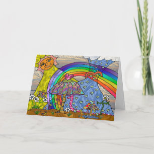 Retro 60-talets Psychedelic Magic Svamp Card Kort