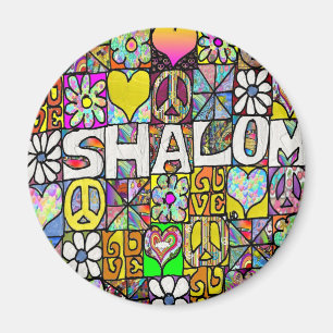 Retro 60-talets Psychedelic Shalom KÄRLEK Apparel Magnet