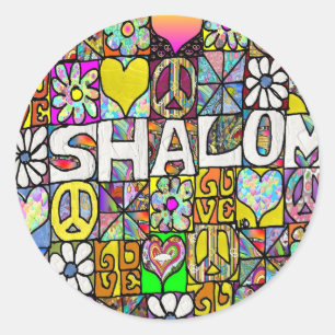 Retro 60-talets Psychedelic Shalom KÄRLEK Apparel Runt Klistermärke