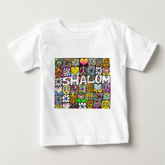 Retro 60-talets Psychedelic Shalom KÄRLEK Apparel  Tee Shirt (Framsida)