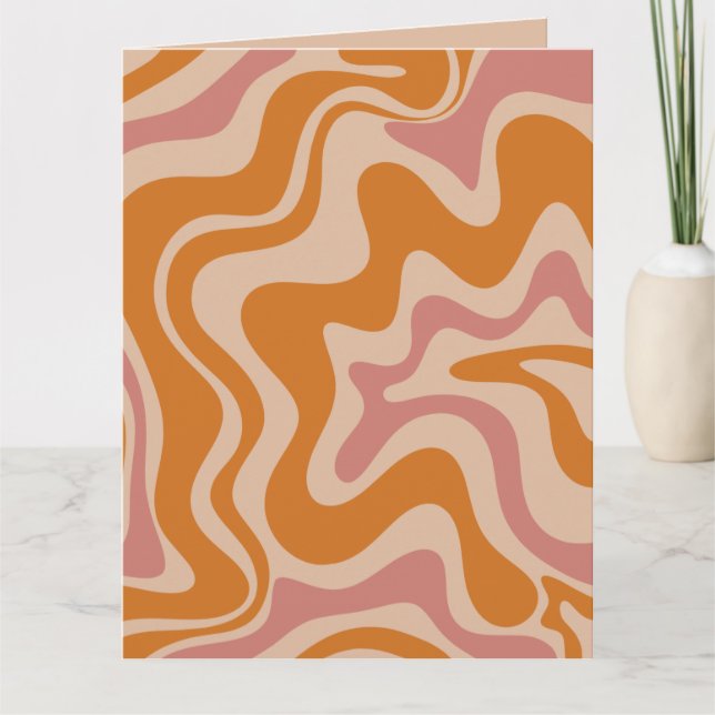 Retro 60-talets Psychedelic Swirls Orange Rosa Kort (Framsida)