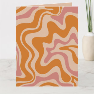 Retro 60-talets Psychedelic Swirls Orange Rosa Kort