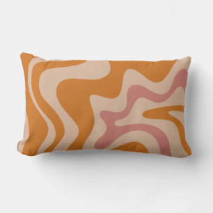 Retro 60-talets Psychedelic Swirls Orange Rosa Lumbarkudde