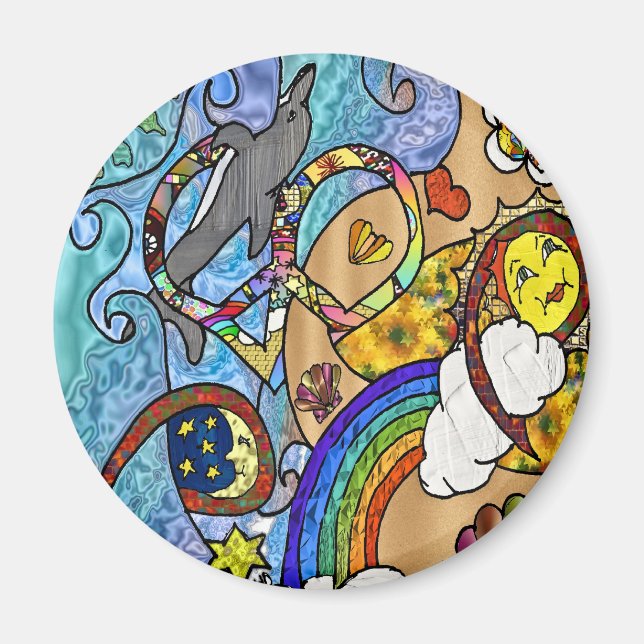 Retro 60-talets psykodelic på skannerskorgen magnet (Framsidan)