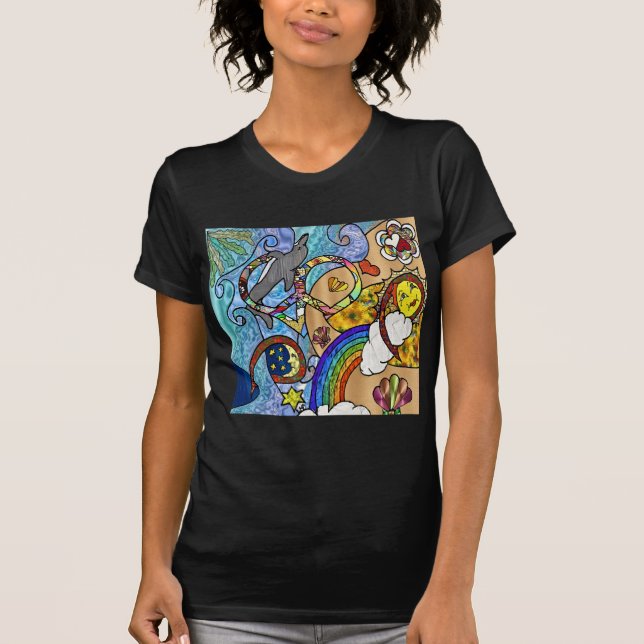 Retro 60-talets psykodelic på skannerskorgen t-shirt (Framsida)