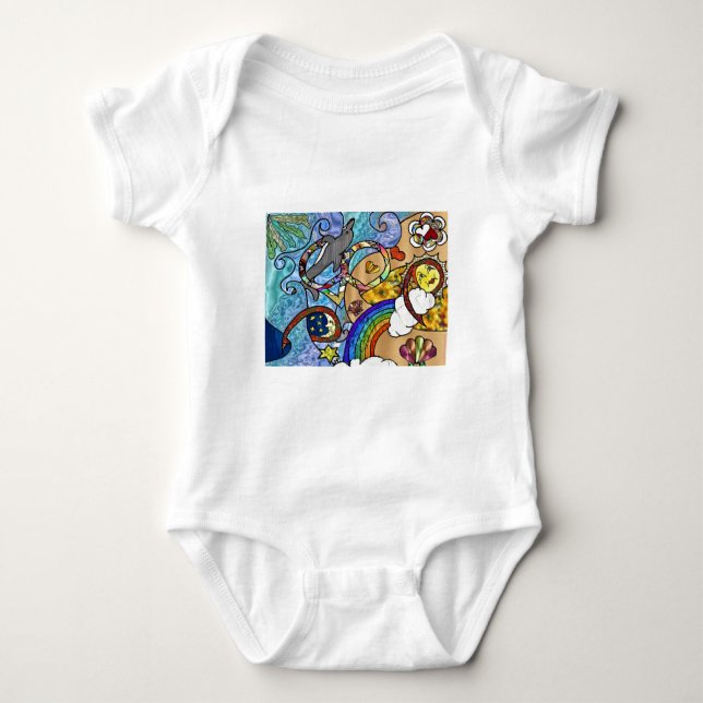Retro 60-talets psykodelic på skannerskorgen tee (Framsida)