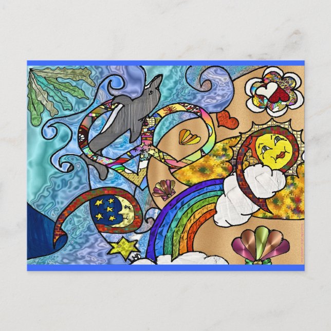 Retro 60-talets psykodelic på skannerskorgen vykort (Framsida)