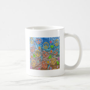Retro 60-talets skisser för fredliga Ocean Life Ap Kaffemugg