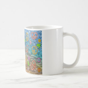 Retro 60-talets skisser för fredliga Ocean Life Ap Kaffemugg