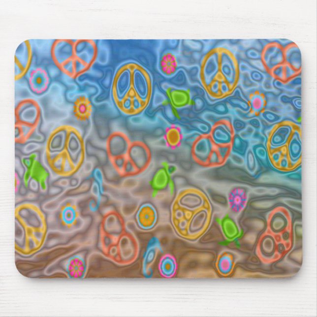 Retro 60-talets skisser för fredliga Ocean Life Ap Musmatta (Framsidan)