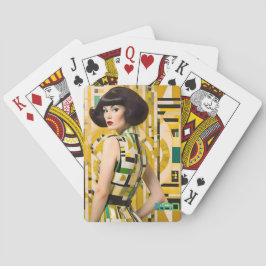 Retro 60-talets skönhetstjej geometrisk mode stor  casinokort