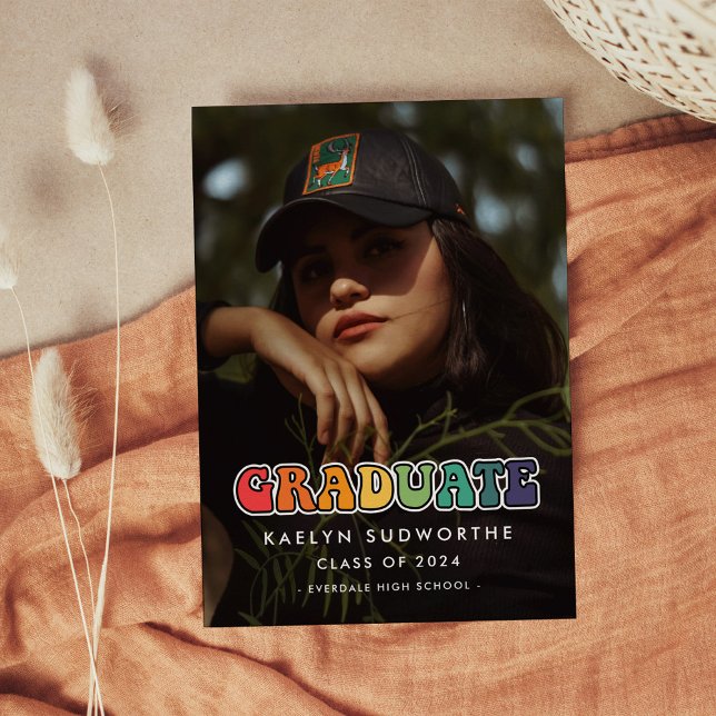 Retro 60-tals hippie kul Examensfoto Meddelande (Skapare uppladdad)