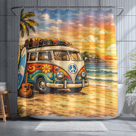 Retro 60-tals Hippie Strand Buss Solnedgång | Surf