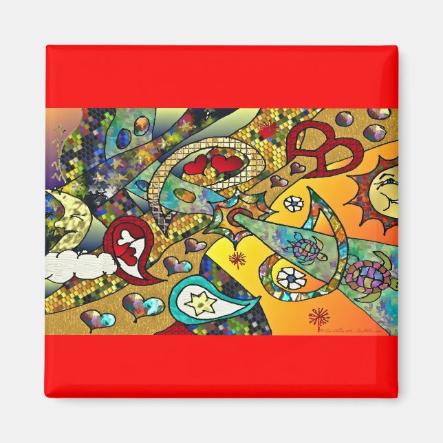 Retro 60-tals Psykedelisk Livscykel Presentkläder Magnet (Framsidan)