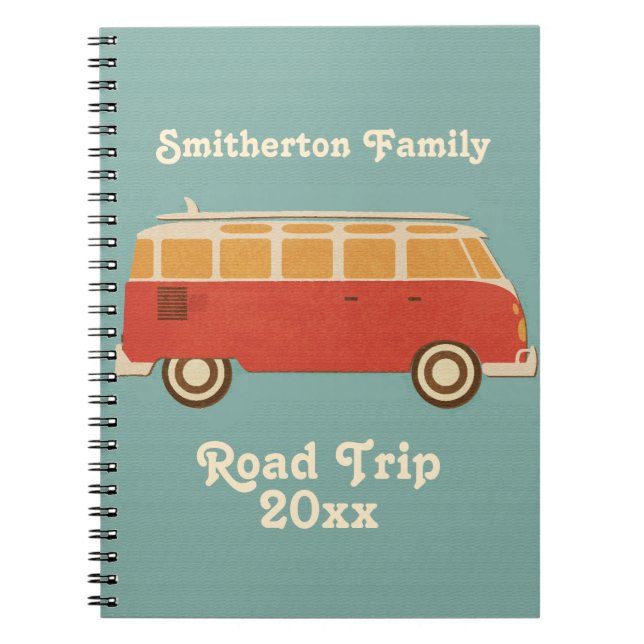 Retro 60 Van Family Road Resa Vacation Anteckningsbok (Framsidan)