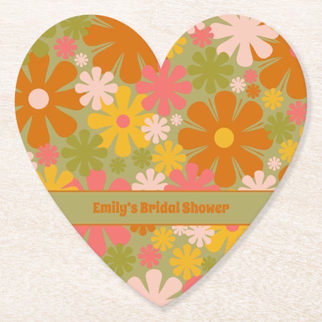 Retro 60s 70-talets Personlig för estetisk Blommig Underlägg Papper (Framsida)