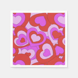 Retro 60s-70s Hearts Pappersservett