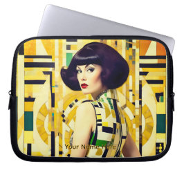 Retro 60's Beauty Geometric fashionplate yellow Laptop Fodral