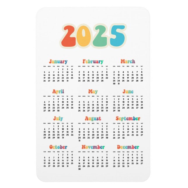Retro 60s Hippie 2023-kalender Magnet (Vertikal)