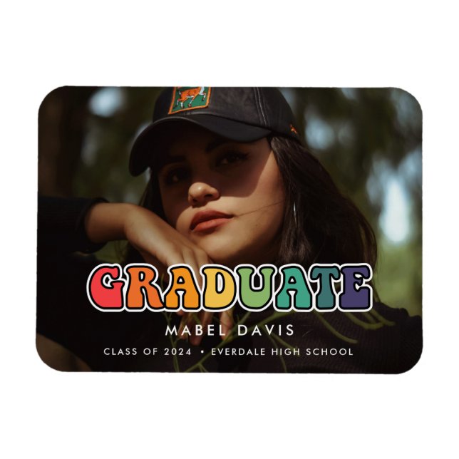 Retro 60s Hippie Roligt Photo studenten Magnet (Horisontell)