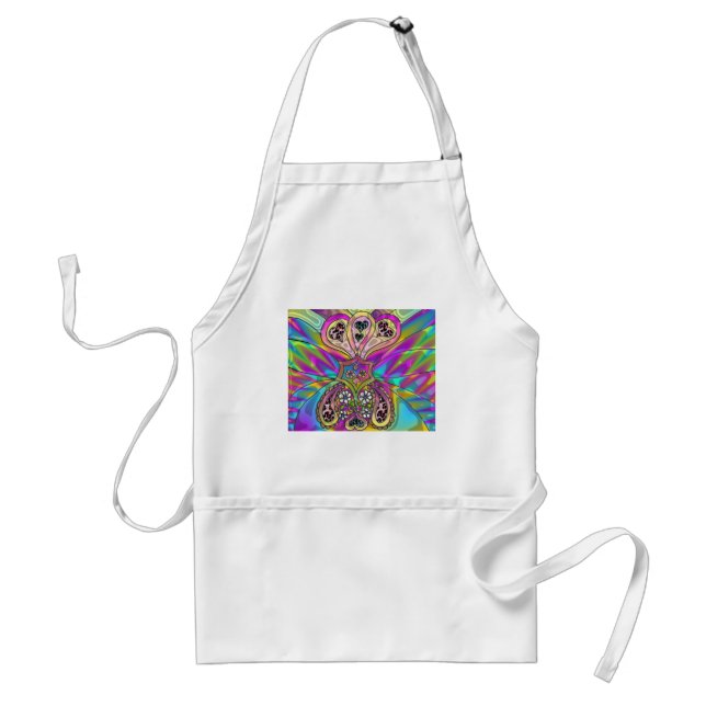 Retro 60s Psychedelic Hearts Flowers Gifts Apparel Förkläde (Framsidan)