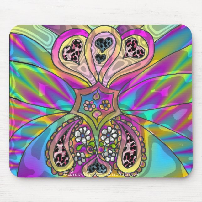 Retro 60s Psychedelic Hearts Flowers Gifts Apparel Musmatta (Framsidan)
