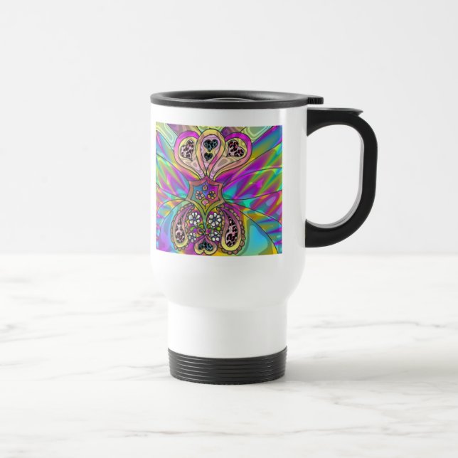 Retro 60s Psychedelic Hearts Flowers Gifts Apparel Resemugg (Höger)